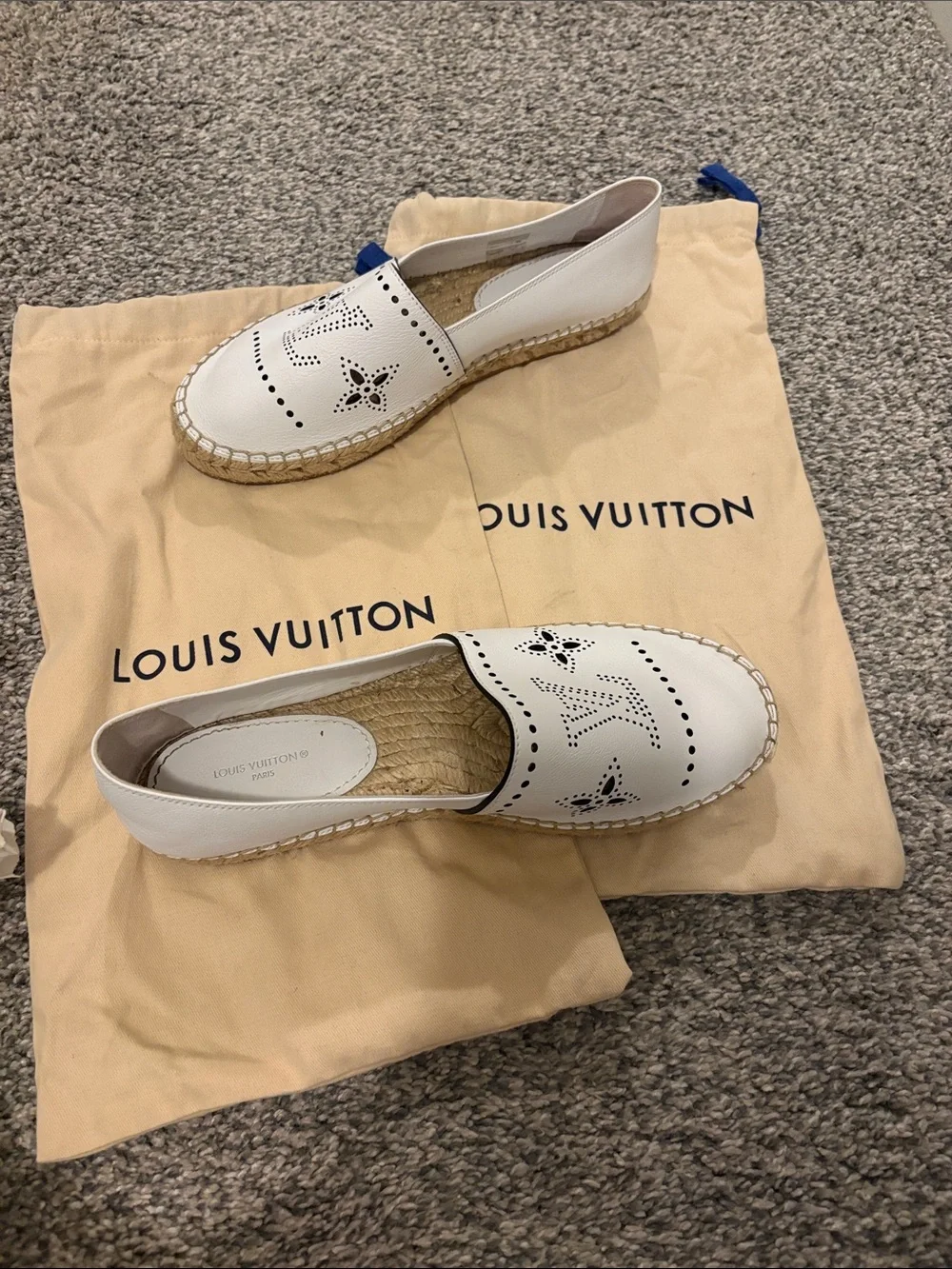 Louis Vuitton White Perforated LV Espadrille Slip-On